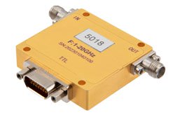 PE70A5018 - 1 GHz to 20 GHz Digital Control Attenuator, 127.5 dB, 8 Bits, 0.5 dB Step Size, Field Replaceable SMA