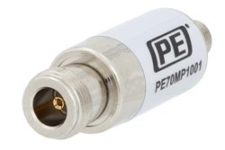 PE70MP1001 - 50 Ohm N Female to 75 Ohm F Female Matching Pad Operating From 0.009 MHz to 3 GHz RoHS Compliant