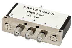 PE7154 - DPDT Electromechanical Relay Failsafe Switch, Terminated, DC to 18 GHz, up to 85W, 24V, Indicators, SMA