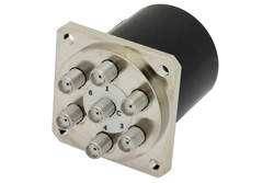 PE7159 - SP6T Electromechanical Relay Normally Open Switch, DC to 18 GHz, up to 85W, 28V, SMA