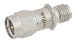 PE7162-6 - 6 dB Fixed Attenuator, SMA Male to SMA Female Passivated Stainless Steel Body Rated to 2 Watts Up to 6 GHz