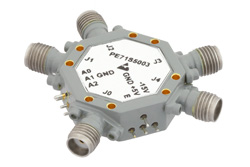 PE71S5003 - 80 dB High Isolation SP4T PIN Diode Switch 2 GHz to 6 GHz, 1.8 dB Insertion Loss with SMA