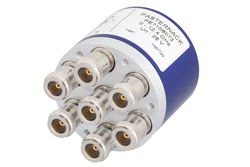 PE71S6073 - SP6T Electromechanical Relay Latching Switch, DC to 12.4 GHz, up to 400W, 28V Indicators, Reset, N