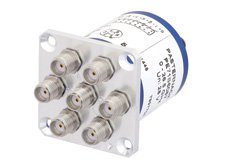 PE71S6087 - SP6T Electromechanical Relay Latching Switch, DC to 26.5 GHz, up to 250W, 28V Global Reset, SMA