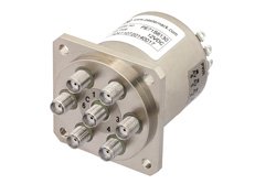 PE71S6130 - SP6T Electromechanical Relay Normally Open Switch, DC to 22 GHz, 20W, 12V, SMA