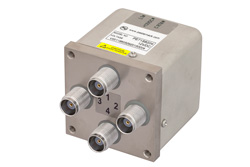 PE71S6204 - Transfer Electromechanical Relay Failsafe Switch, DC to 12.4 GHz, 50W, 12V Indicators, TTL, Diodes, TNC