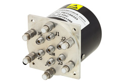 PE71S6323 - SP6T Electromechanical Relay Latching Switch, Terminated, DC to 40 GHz, 3W, 12V Self Cut Off, TTL, Indicators, Reset, 2.92mm