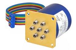 SP6T 0.05 dB Low Insertion Loss Repeatability Relay Latching Switch, Terminated, DC to 40 GHz, 5W, 24V, Indicators, Self Cut Off, 2.92mm