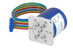 PE71S6333 - SP4T 0.03 dB Low Insertion Loss Repeatability Relay Latching Switch, Terminated, DC to 20 GHz, 70W, 24V, Indicators, Self Cut Off, SMA