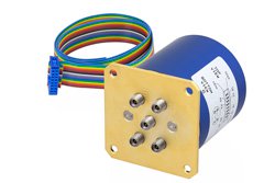PE71S6334 - SP4T 0.05 dB Low Insertion Loss Repeatability Relay Latching Switch, Terminated, DC to 40 GHz, 5W, 24V, Indicators, Self Cut Off, 2.92mm