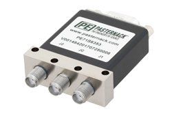 PE71S6353 - SPDT Electromechanical Relay Latching Switch, DC to 18 GHz, up to 90W, 12V, Indicators, SMA