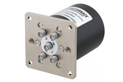 PE71S6364 - SP4T Electromechanical Relay Latching Switch, Terminated, DC to 18 GHz, up to 90W, 12V, SMA