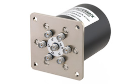 SP6T Electromechanical Relay Latching Switch, Terminated, DC to 18 GHz, up to 90W, 28V, SMA