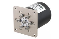 PE71S6382 - SP6T Electromechanical Relay Normally Open Switch, Terminated, DC to 26.5 GHz, up to 90W, 12V, SMA