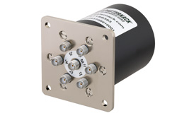 SP6T Electromechanical Relay Normally Open Switch, Terminated, DC to 26.5 GHz, up to 90W, 28V, SMA