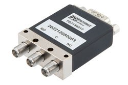 PE71S6517 - SPDT, IP64 Rated Electromechanical Relay Failsafe Switch, DC to 18 GHz, 90W, 12VDC, SMA