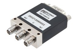 PE71S6518 - SPDT, IP64 Rated Electromechancial Relay Failsafe Swtich, DC to 18 GHz, 90W, 28VDC, SMA