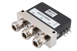 PE71S6521 - SPDT, 1P64 Rated Electromechanical Relay Latching Self Cut Off Switch, DC to 12 GHz, 90W, 12VDC, N