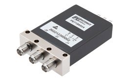 PE71S6524 - SPDT, IP64 Rated Electromechanical Relay Latching Switch, DC to 18 GHz, 90W, Indicators, 12VDC, SMA