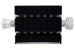 PE7201-6 - 6 dB Fixed Attenuator, 7/16 DIN Female To 7/16 DIN Male Directional Black Anodized Aluminum Heatsink Body Rated To 100 Watts Up To 6 GHz