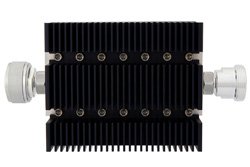 PE7203-6 - 6 dB Fixed Attenuator, 7/16 DIN Male To 7/16 DIN Female Directional Black Anodized Aluminum Heatsink Body Rated To 100 Watts Up To 6 GHz