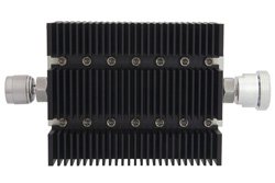 PE7205-3 - 3 dB Fixed Attenuator, N Male To 7/16 DIN Female Directional Black Anodized Aluminum Heatsink Body Rated To 100 Watts Up To 6 GHz