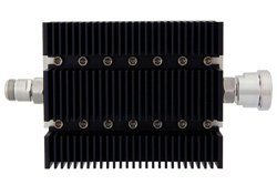 PE7206-30 - 30 dB Fixed Attenuator, N Female To 7/16 DIN Female Directional Black Anodized Aluminum Heatsink Body Rated To 100 Watts Up To 6 GHz