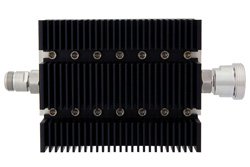 PE7206-60 - 60 dB Fixed Attenuator, N Female To 7/16 DIN Female Directional Black Anodized Aluminum Heatsink Body Rated To 100 Watts Up To 6 GHz