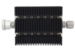 PE7207-3 - 3 dB Fixed Attenuator, 7/16 DIN Female To N Male Directional Black Anodized Aluminum Heatsink Body Rated To 100 Watts Up To 6 GHz