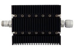 PE7208-50 - 50 dB Fixed Attenuator, N Female To N Male Directional Black Anodized Aluminum Heatsink Body Rated To 100 Watts Up To 6 GHz