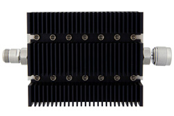 PE7208-6 - 6 dB Fixed Attenuator, N Female To N Male Directional Black Anodized Aluminum Heatsink Body Rated To 100 Watts Up To 6 GHz