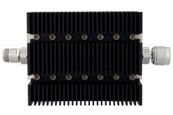 PE7208-60 - 60 dB Fixed Attenuator, N Female to N Male Directional Black Anodized Aluminum Heatsink Body Rated to 100 Watts Up to 6 GHz