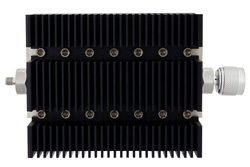 PE7209-3 - 3 dB Fixed Attenuator, SMA Female To N Male Directional Black Anodized Aluminum Heatsink Body Rated To 100 Watts Up To 6 GHz