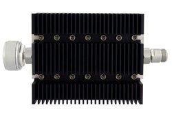 PE7211-6 - 6 dB Fixed Attenuator, 7/16 DIN Male To N Female Directional Black Anodized Aluminum Heatsink Body Rated To 100 Watts Up To 6 GHz