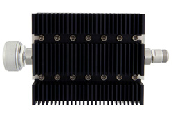 PE7211-60 - 60 dB Fixed Attenuator, 7/16 DIN Male To N Female Directional Black Anodized Aluminum Heatsink Body Rated To 100 Watts Up To 6 GHz