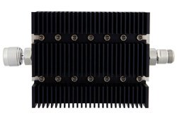 PE7213-3 - 3 dB Fixed Attenuator, N Male To N Female Directional Black Anodized Aluminum Heatsink Body Rated To 100 Watts Up To 6 GHz