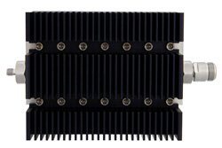 PE7216-20 - 20 dB Fixed Attenuator, SMA Female To N Female Directional Black Anodized Aluminum Heatsink Body Rated To 100 Watts Up To 6 GHz