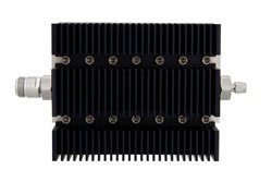 PE7220-30 - 30 dB Fixed Attenuator, N Female To SMA Male Directional Black Anodized Aluminum Heatsink Body Rated To 100 Watts Up To 6 GHz