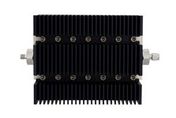 PE7221-10 - 10 dB Fixed Attenuator, SMA Female To SMA Male Directional Black Anodized Aluminum Heatsink Body Rated To 100 Watts Up To 6 GHz