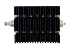 PE7230-30 - 30 dB Fixed Attenuator, TNC Female To SMA Female Directional Black Anodized Aluminum Heatsink Body Rated To 100 Watts Up To 6 GHz