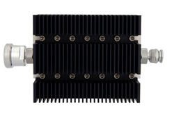 PE7231-60 - 60 dB Fixed Attenuator, 7/16 DIN Female To TNC Male Directional Black Anodized Aluminum Heatsink Body Rated To 100 Watts Up To 6 GHz