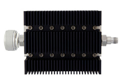 PE7235-20 - 20 dB Fixed Attenuator, 7/16 DIN Male To TNC Female Directional Black Anodized Aluminum Heatsink Body Rated To 100 Watts Up To 6 GHz