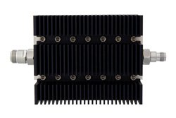 PE7238-30 - 30 dB Fixed Attenuator, N Female To TNC Female Directional Black Anodized Aluminum Heatsink Body Rated To 100 Watts Up To 6 GHz