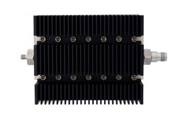 PE7240-50 - 50 dB Fixed Attenuator, SMA Female To TNC Female Directional Black Anodized Aluminum Heatsink Body Rated To 100 Watts Up To 6 GHz