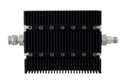 PE7241-50 - 50 dB Fixed Attenuator, TNC Male To TNC Female Directional Black Anodized Aluminum Heatsink Body Rated To 100 Watts Up To 6 GHz