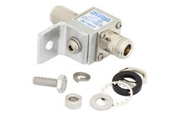 PE7301-3 - Type N F/F In/Out Bulkhead Coax RF Surge Protector, DC - 3GHz and 1GHz - 2GHz, DC Pass, 200W, 30 V Max., 5kA, Gas Discharge Tube