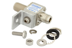 PE7301-4 - Type N F/F In/Out Bulkhead Coax RF Surge Protector, DC - 2.5GHz and 1GHz - 2GHz, DC Pass, 2kW, 30 V Max., 5kA, Gas Discharge Tube