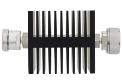 PE7310-3 - 3 dB Fixed Attenuator, 7/16 DIN Female To 7/16 DIN Male Directional Black Anodized Aluminum Heatsink Body Rated To 50 Watts Up To 7.5 GHz