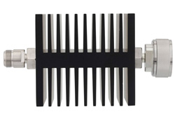 PE7311-50 - 50 dB Fixed Attenuator, N Female to 7/16 DIN Male Directional Black Anodized Aluminum Heatsink Body Rated to 50 Watts Up to 6 GHz
