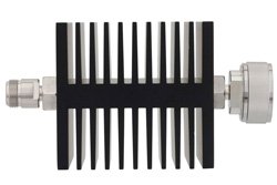 PE7311-6 - 6 dB Fixed Attenuator, N Female To 7/16 DIN Male Directional Black Anodized Aluminum Heatsink Body Rated To 50 Watts Up To 7.5 GHz